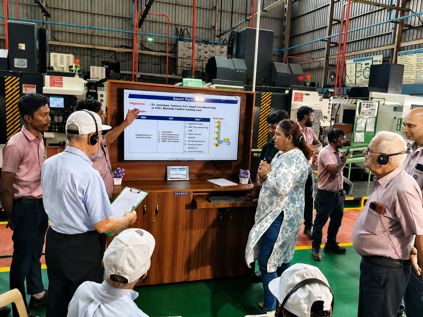 Interpreting during a smart factory briefing on the shop floor